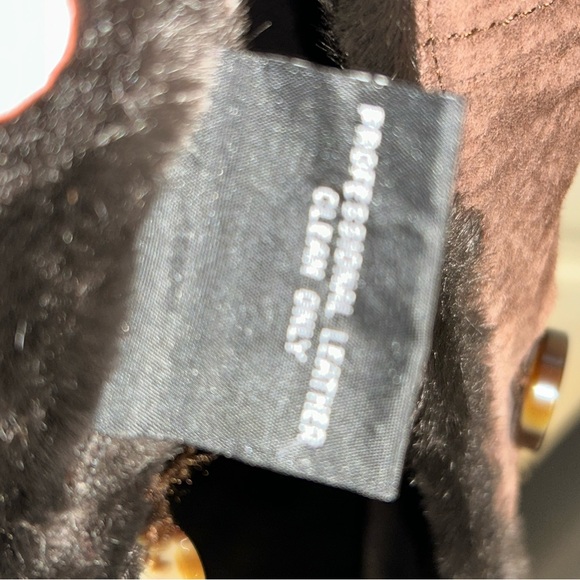 Vintage Gallery Genuine Leather Suede Button Front Coat w/Faux Fur Trim Womens L - Picture 8 of 8